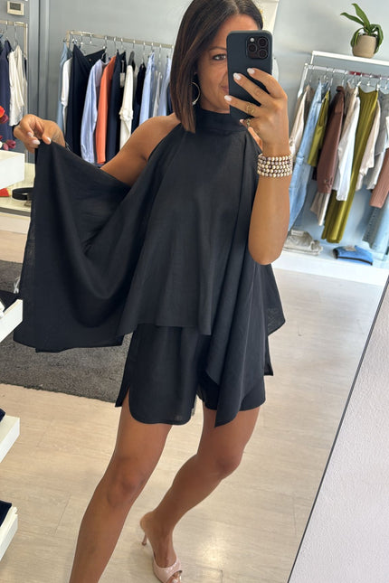Shorts lino e viscosa nero kk