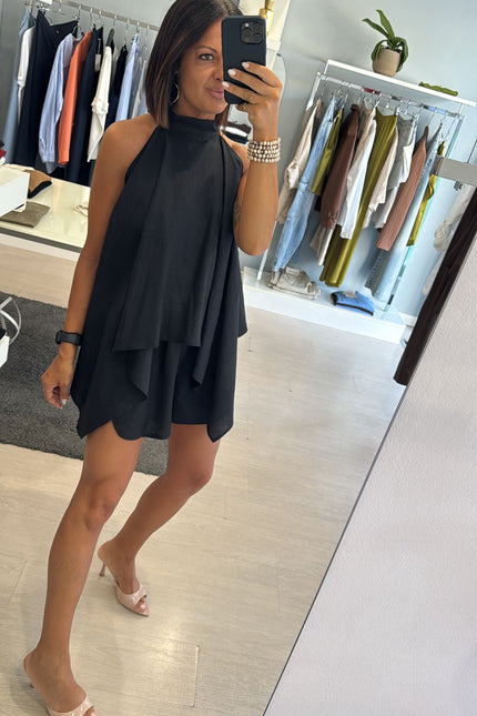 Shorts lino e viscosa nero kk