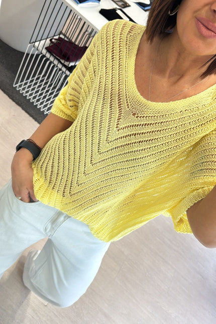 Maglia traforata gialla