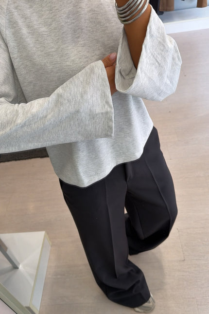 Maglia manica campana grigio melange kk