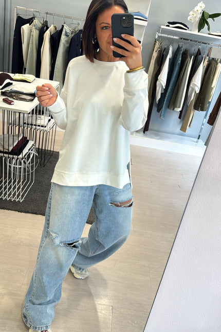 Felpa girocollo bianca