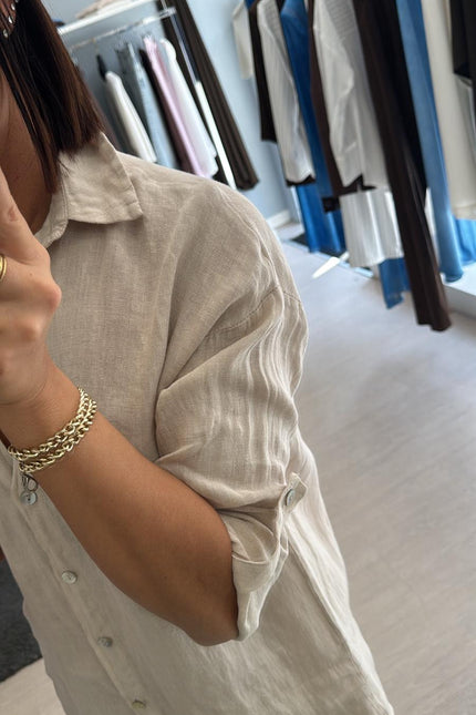 Camicia in lino sabbia sl