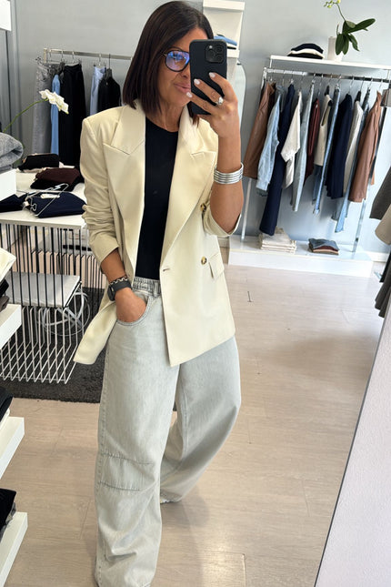 Giacca ecopelle avorio