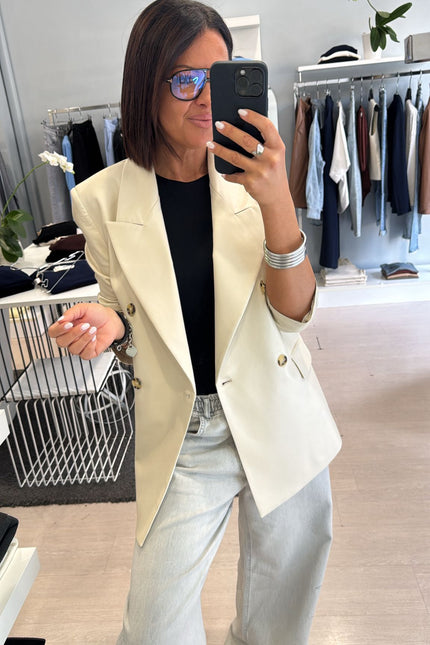 Giacca ecopelle avorio