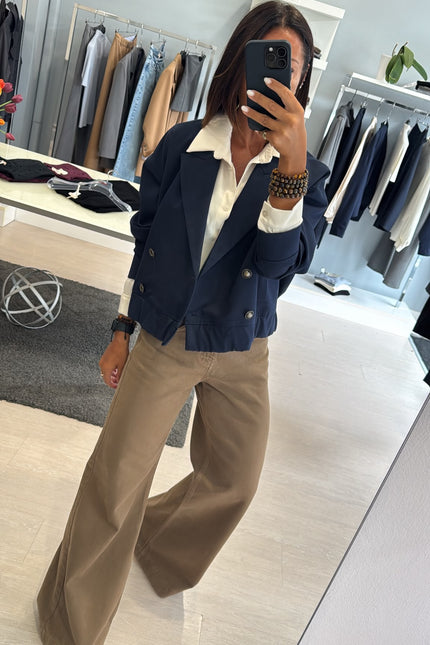 Giacca cropped blue kn