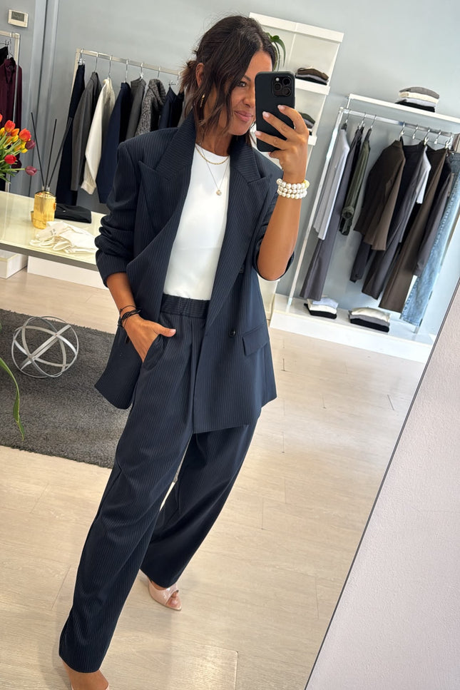 Pantalone completo gessato blue navy kn
