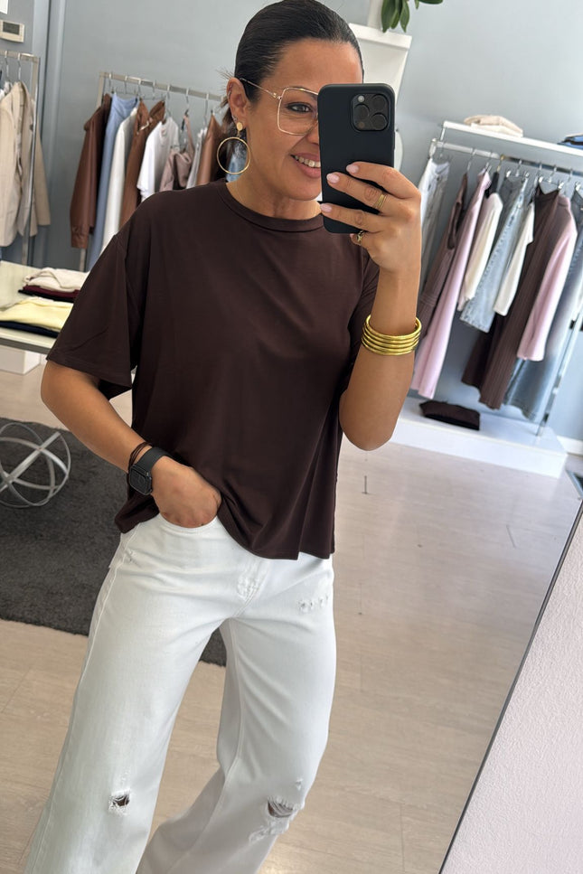 T-shirt boxy fit cioccolato kn