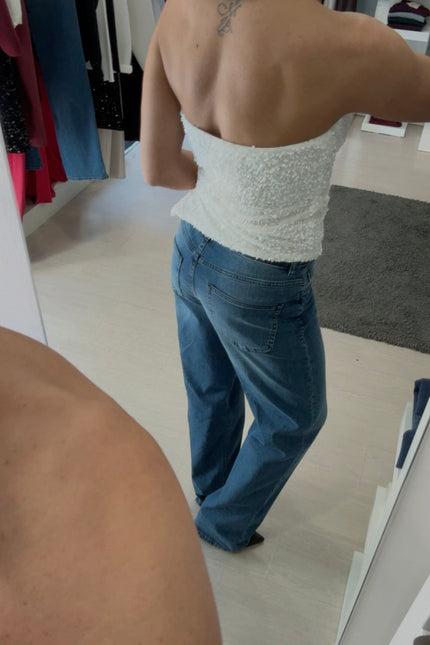 Top paillettes bianco