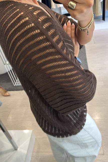 Maglia traforata cioccolato