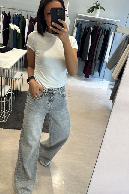 Denim wide leg grigio