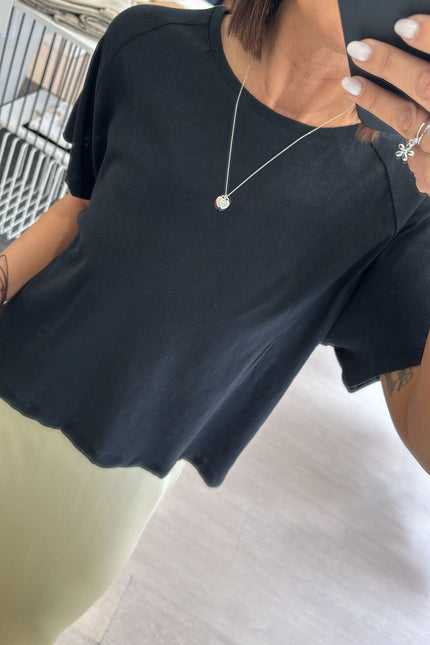 T-shirt regular fiammata nera sl
