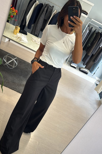 Pantalone dritto completo overshirt nero ak