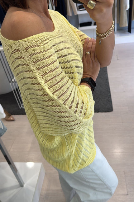 Maglia traforata gialla