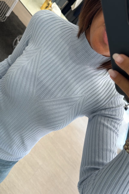 Lupetto a coste azzurro polvere kn