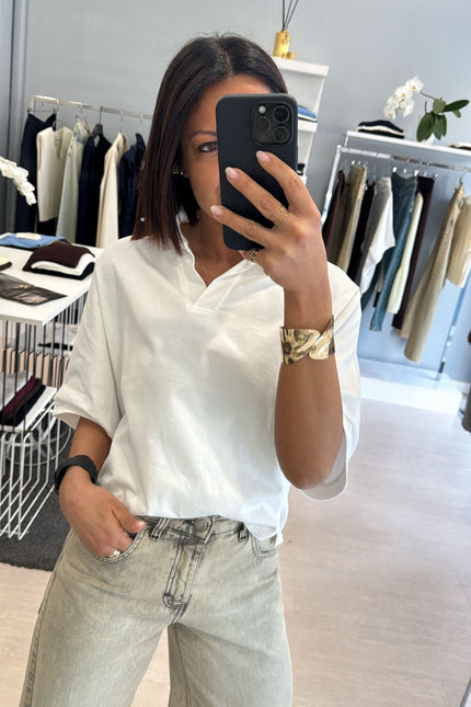 Polo boxy fit in cotone bianca