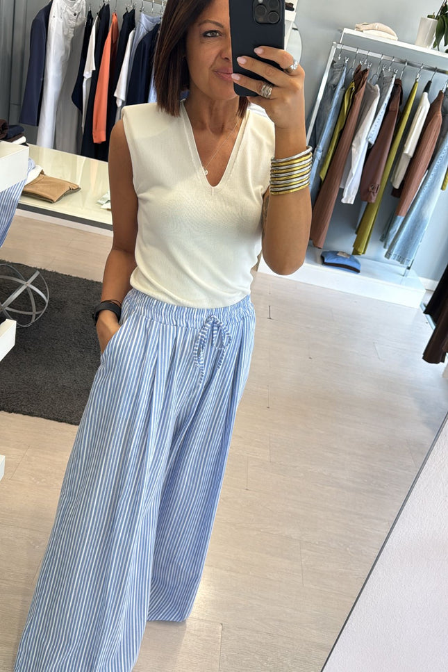 Pantalone righe bianche e azzurre cc