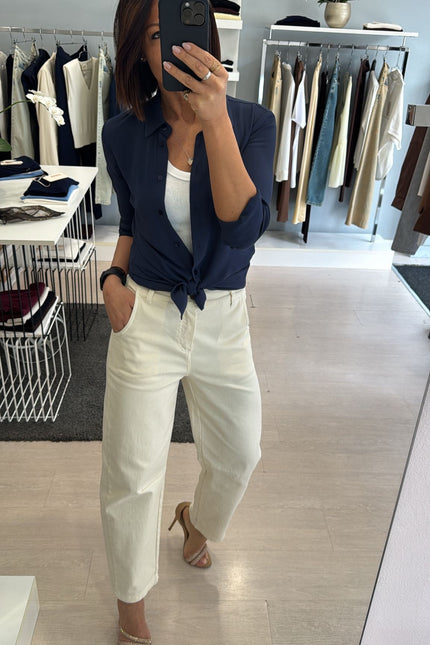 Pantalone barrel avorio kn