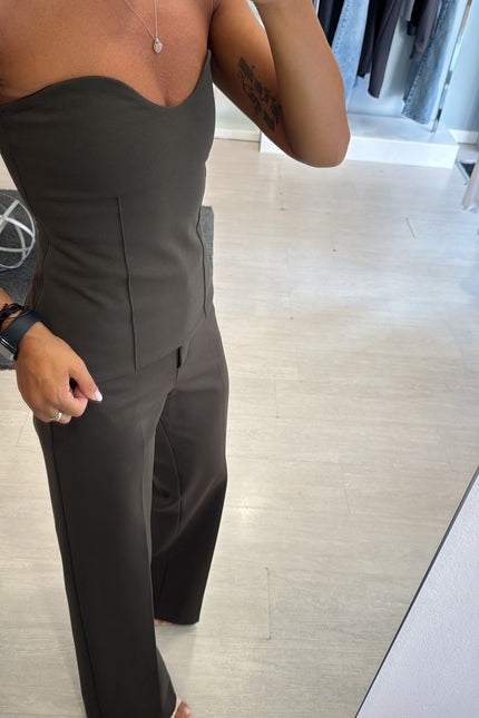 Top bustier completo punto milano verde militare kn