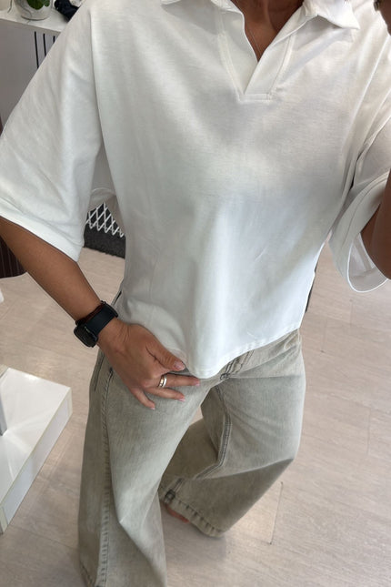 Polo boxy fit in cotone bianca