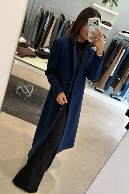 Cappotto Lungo Monopetto Blue Ak