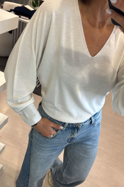 Maglia scollo a V bianco