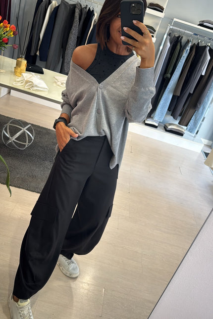Pantalone cargo nero kn