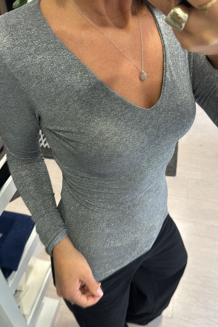 Maglia filo in lurex grigia