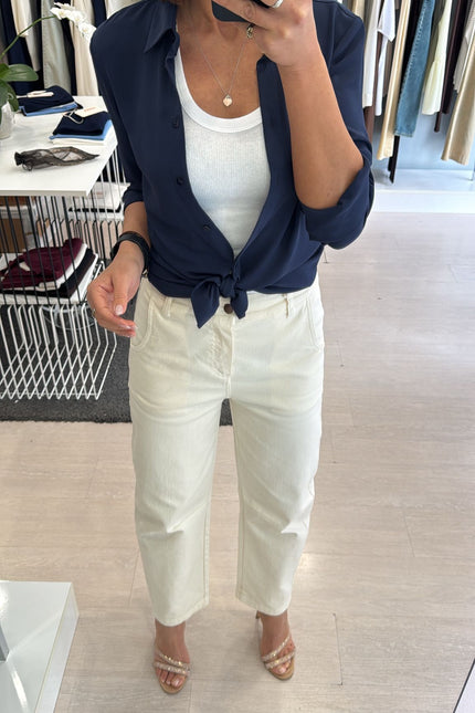 Pantalone barrel avorio kn