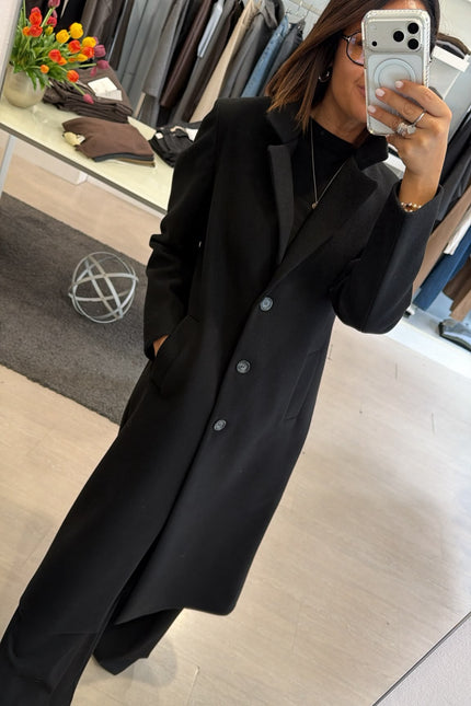 Cappotto Lungo Monopetto Nero Ak
