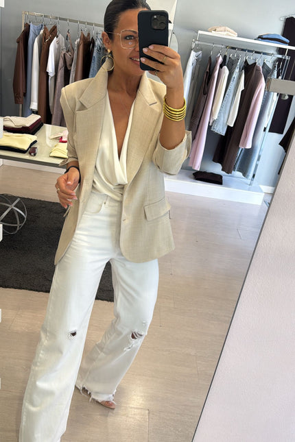 Jeans straight strappi bianco kn