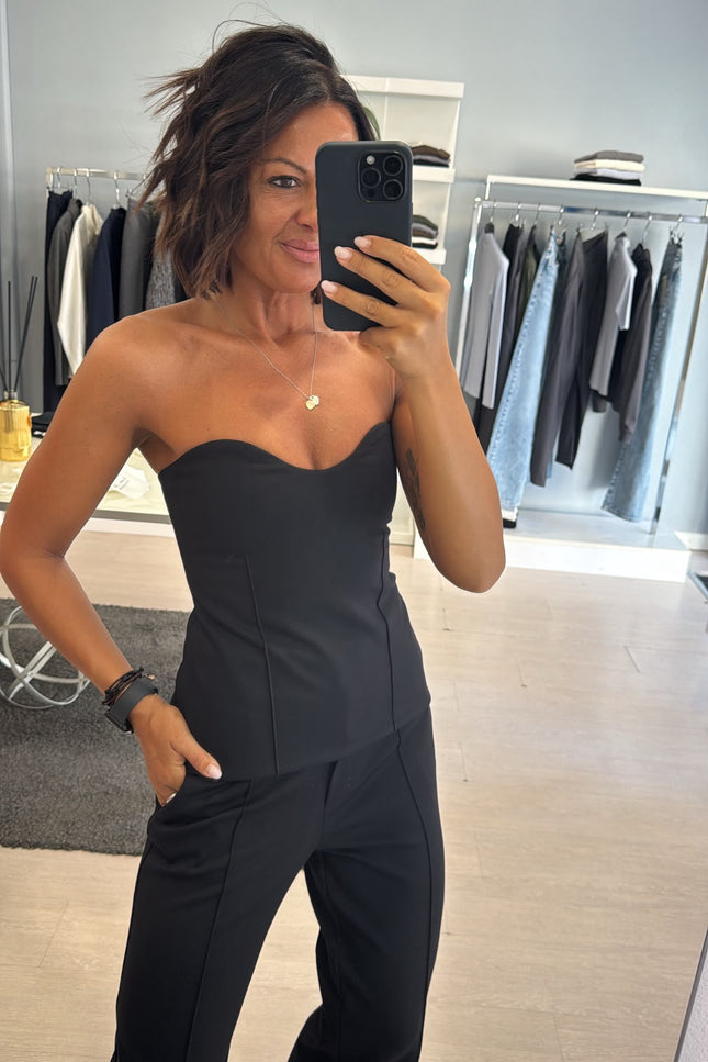 Top bustier completo punto milano nero kn