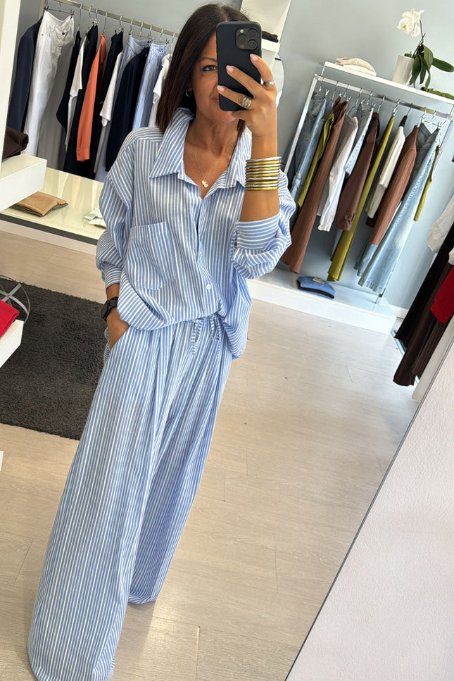Pantalone righe bianche e azzurre cc