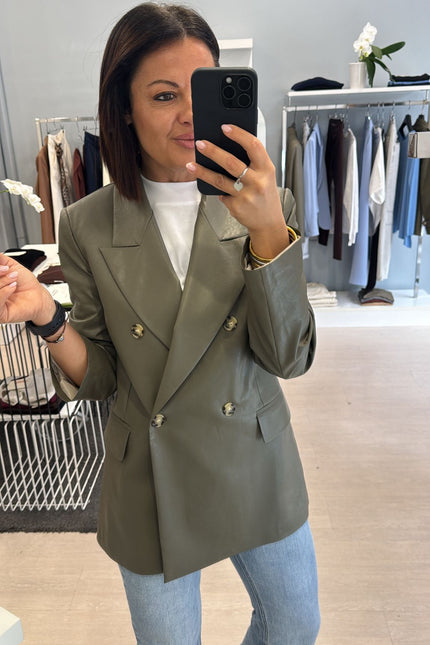 Giacca ecopelle militare