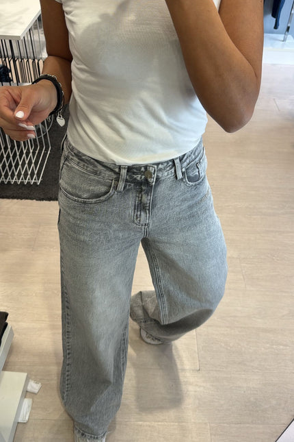 Denim wide leg grigio