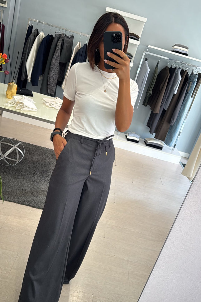 Pantalone dritto completo overshirt grigio piombo ak