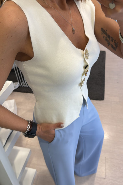 Gilet gioiello bianco latte