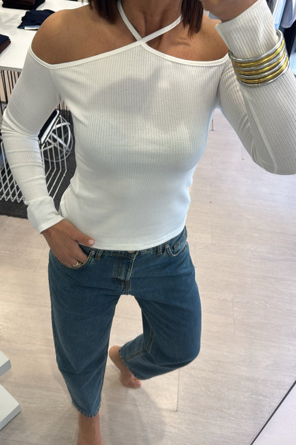 Maglia spalle scese bianca