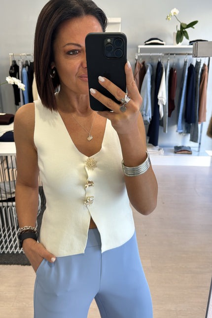 Gilet gioiello bianco latte