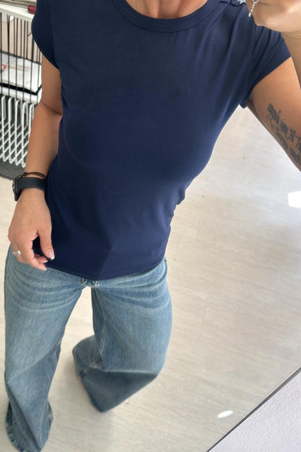 T-shirt girocollo blu kn