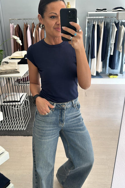 T-shirt girocollo blu kn