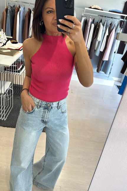 Canotta scollatura americana fucsia kn