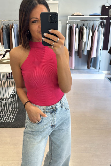 Canotta scollatura americana fucsia kn