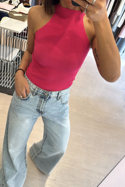 Canotta scollatura americana fucsia kn