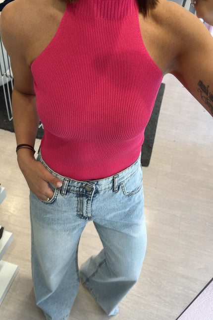 Canotta scollatura americana fucsia kn