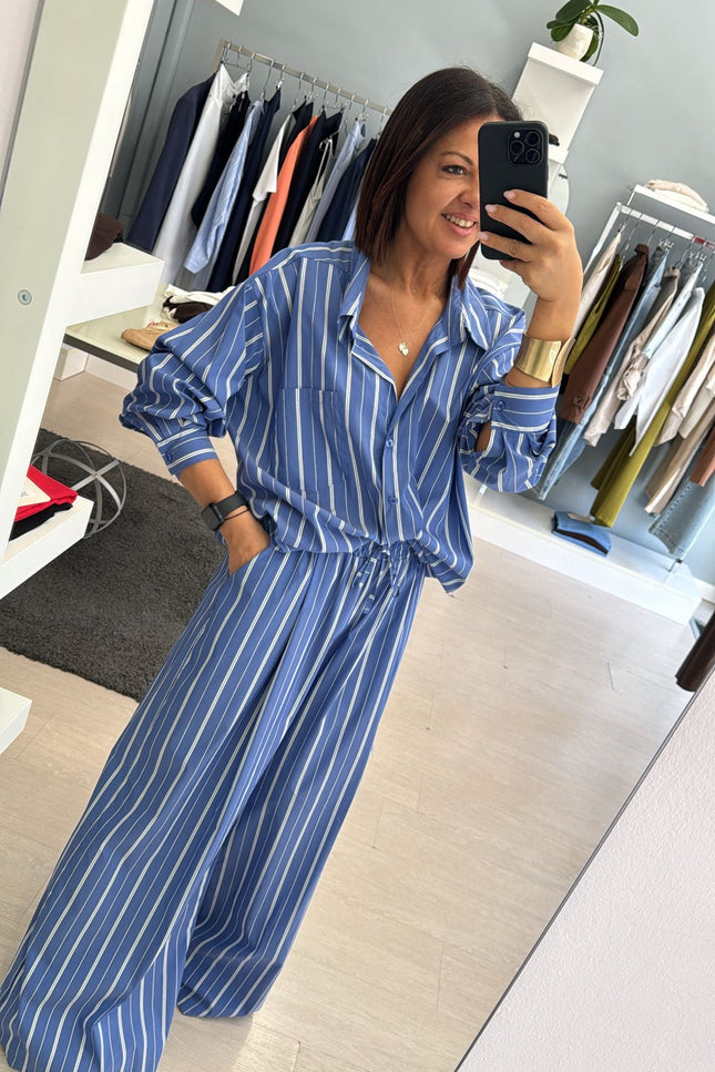 Pantalone righe azzurro avio cc