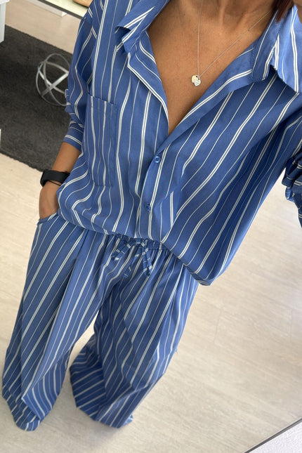 Camicia oversize a righe azzurro avio  cc
