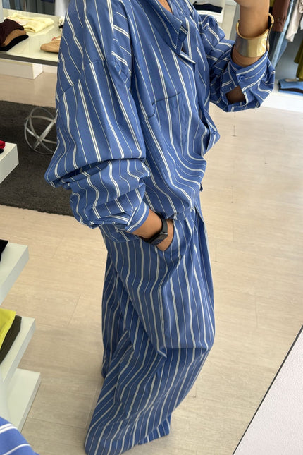 Camicia oversize a righe azzurro avio  cc