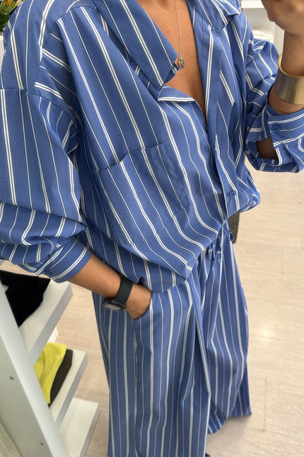 Camicia oversize a righe azzurro avio  cc