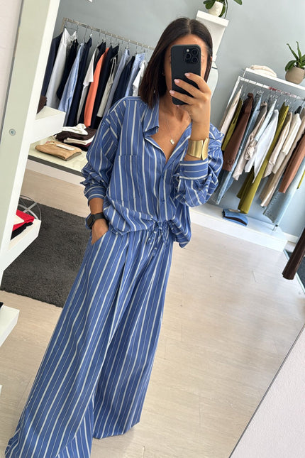 Camicia oversize a righe azzurro avio  cc