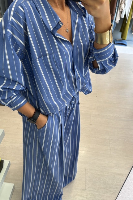 Camicia oversize a righe azzurro avio  cc